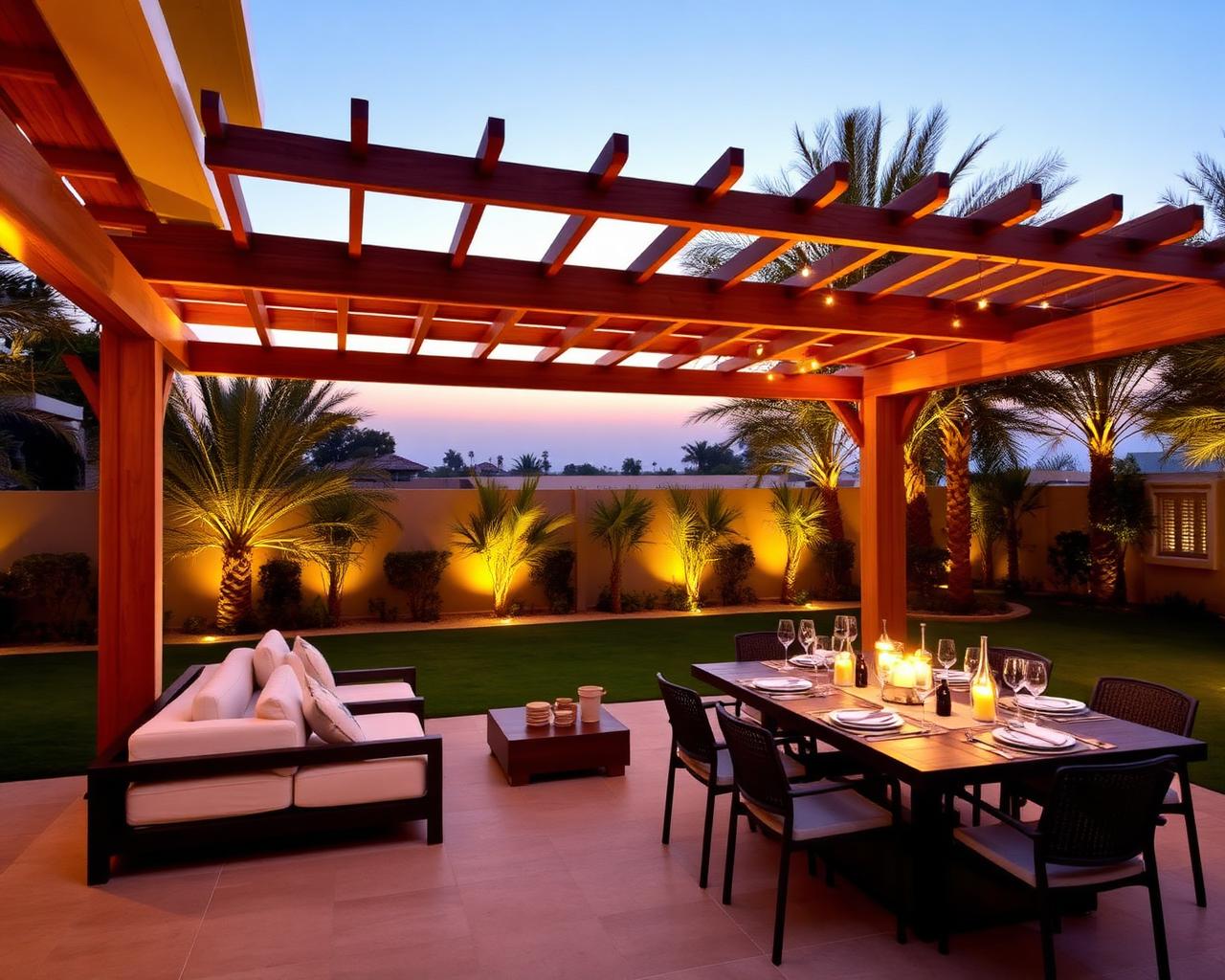 Moodboard reference: evening outdoor living with pergola
